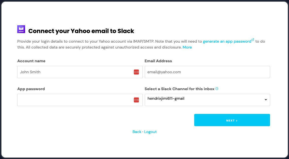 yahoo email setup step