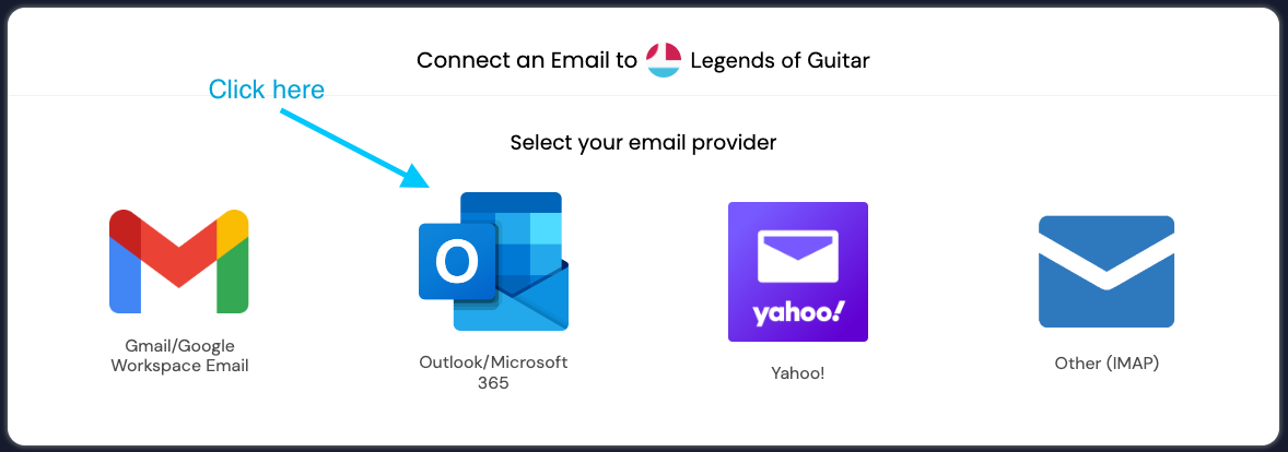 Connect Outlook to Slack selection